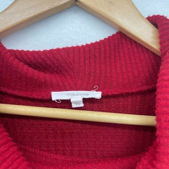 Maurice‎ Womens Plus Size 1X Red Lightweight Sweater Cowl Neck - Picture 2 of 4